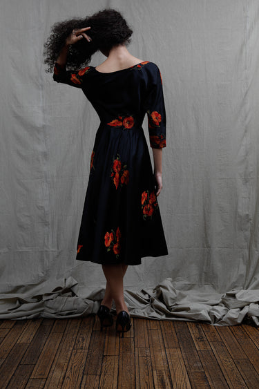 1950s Silk Embroidered Dress