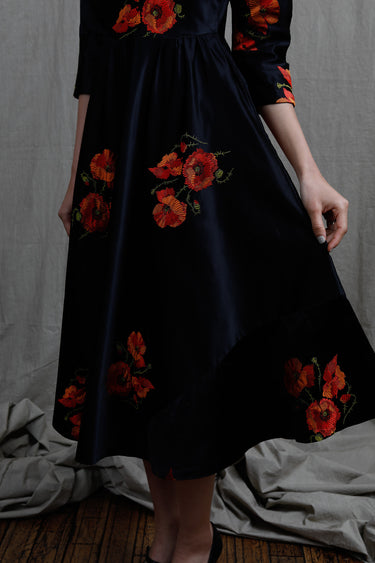 1950s Silk Embroidered Dress