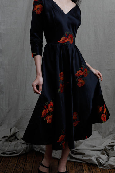 1950s Silk Embroidered Dress